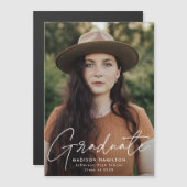 白モダン文字写真 マグネット招待状 (正面/裏面)