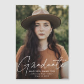 白モダン文字写真 マグネット招待状 (正面)