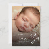 白モダン文字宗教ベビー写真バプテスマ サンキューカード (正面)