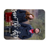 白モダン文字日付の写結婚真を保存 マグネット (横)