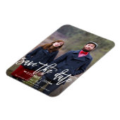 白モダン文字日付の写結婚真を保存 マグネット (左側)