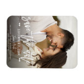 白モダン文字日付の写結婚真を保存 マグネット (横)