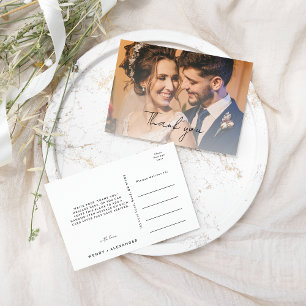 白モダン文字結婚の写真 ポストカード