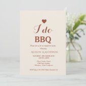 白モダン文字i do bbq婚約パーティ 招待状 (スタンド正面)