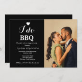 白モダン文字i do bbq婚約パーティ 招待状 (正面/裏面)