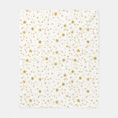 白モダン星と金ゴールド星 フリースブランケット (正面)