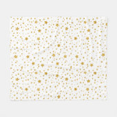 白モダン星と金ゴールド星 フリースブランケット (正面(横))