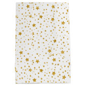 白モダン星と金ゴールド星 ミディアムペーパーバッグ (裏面)