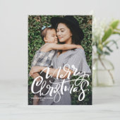 白モダン書写真メリークリスマス シーズンカード (スタンド正面)