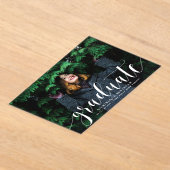 白モダン書写真卒業 アクリル招待状 (レイダウン)