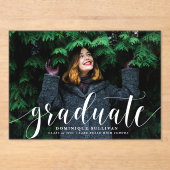 白モダン書写真卒業 アクリル招待状 (正面)