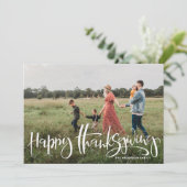 白モダン書写真幸せ感謝祭 シーズンカード (スタンド正面)