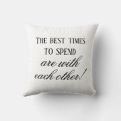 白モダン最高の黒の引用文を過ごす時間 クッション (裏面)