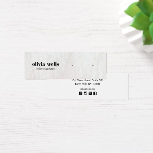 白モダン木スタッドイヤリング表示カード (デスク)