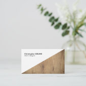 白モダン木幾何学模様インテリア設計者 名刺 (スタンド正面)