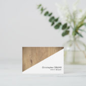 白モダン木幾何学模様インテリア設計者 名刺 (スタンド正面)