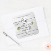 白モダン木目製品ラベルフローラロゴ スクエアシール (封筒)