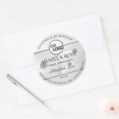 白モダン木目製品ラベルフローラロゴ ラウンドシール (封筒)