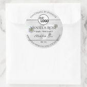 白モダン木目製品ラベルフローラロゴ ラウンドシール (バッグ)