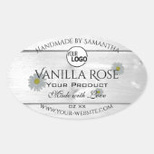 白モダン木目製品ラベルフローラロゴ 楕円形シール (正面)