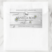 白モダン木目製品ラベルフローラロゴ 長方形シール (バッグ)