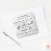 白モダン木粒製品ラベルデイジー花 スクエアシール (封筒)