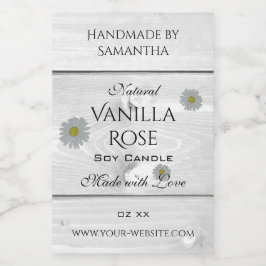 白モダン木粒製品ラベルデイジー花 フードラベル