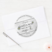 白モダン木粒製品ラベルデイジー花 ラウンドシール (封筒)