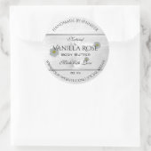 白モダン木粒製品ラベルデイジー花 ラウンドシール (バッグ)