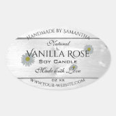 白モダン木粒製品ラベルデイジー花 楕円形シール (正面)