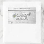 白モダン木粒製品ラベルデイジー花 長方形シール (バッグ)