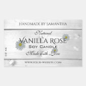 白モダン木粒製品ラベルデイジー花 長方形シール (正面)