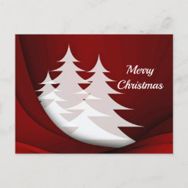白モダン木赤グラフィッククリスマス ポストカード