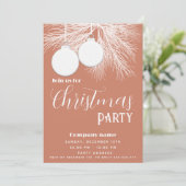 白モダン松の枝クリスマスボール 招待状 (スタンド正面)