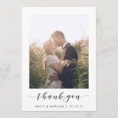 白モダン枠の写結婚真 サンキューカード (正面)