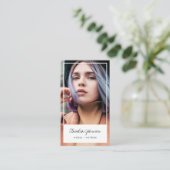 白モダン枠アクターモデル歌手ダンサーの写真 名刺 (スタンド正面)