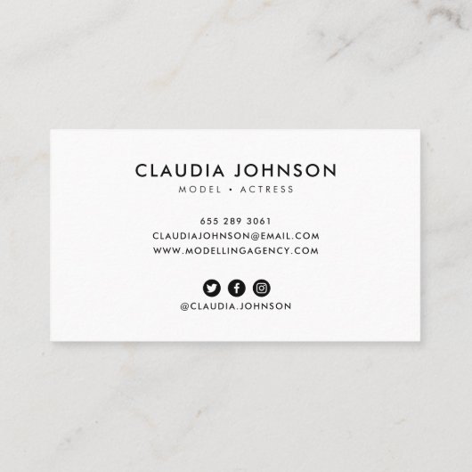 白モダン枠アクターモデル歌手ダンサーの写真 名刺 (裏面)