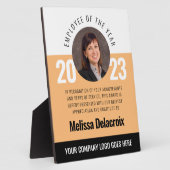 白モダン桃ブラック年功労者 フォトプラーク (側面)