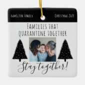 白モダン検疫写真2020おもしろい年 セラミックオーナメント (正面)