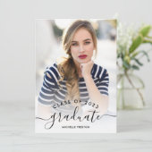 白モダン極小文字写真 招待状 (スタンド正面)