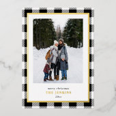 白モダン水牛プレイドクリスマスツーフォト 箔シーズンカード (正面)