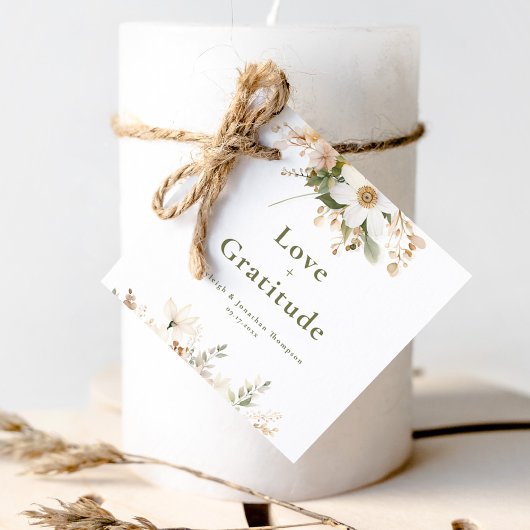 白モダン水色フローラ結婚の フェイバータグ