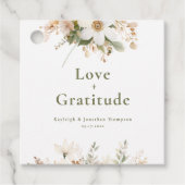 白モダン水色フローラ結婚の フェイバータグ (正面)