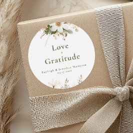 白モダン水色フローラ結婚の ラウンドシール