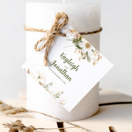 白モダン水色フローラ結婚式の引き出物 フェイバータグ