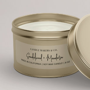 白モダン澄んいキャンドルスズ3x1"長方形ラベル シール