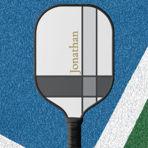 白モダン灰色と金ゴールドミニマル名前をカスタムする ピックルボールラケット
