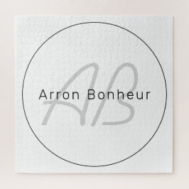 白モダン灰色と黒 |名カッコいい前&モノグラム ジグソーパズル