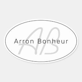 白モダン灰色と黒 |名カッコいい前&モノグラム 楕円形シール