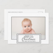 白モダン灰色の写真リトルメリークリスマス ポストカード (正面/裏面)